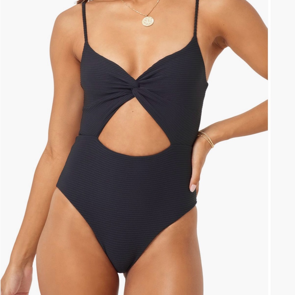Women’s Black Twist Cutout One-Piece Swimsuit